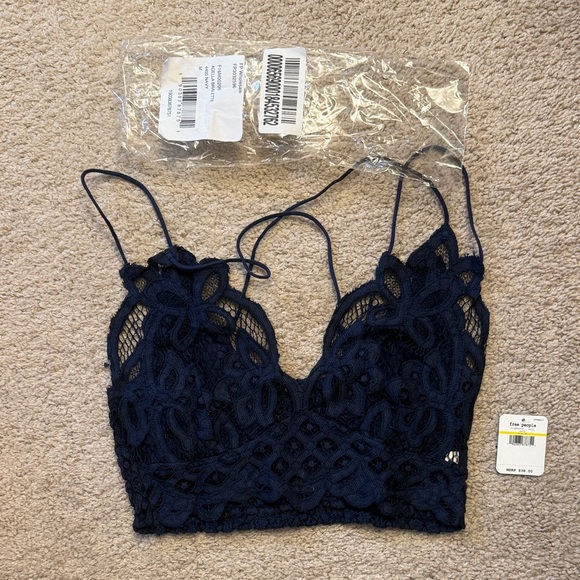 NWT Free People Midnight Blue Lace Bralette - Picture 1 of 6
